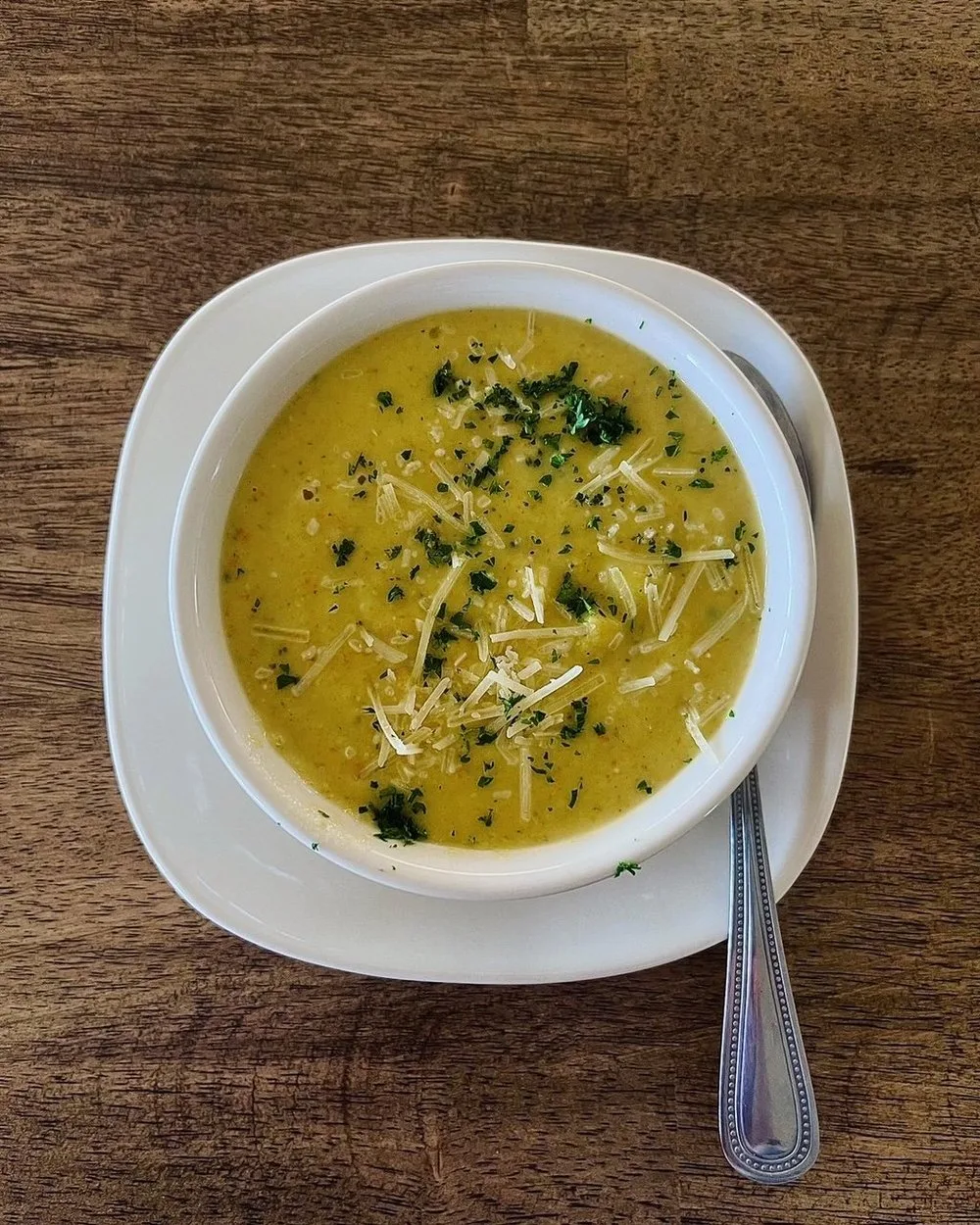 Bowl of house-made corn chowder, a Castle Rock soup of the day