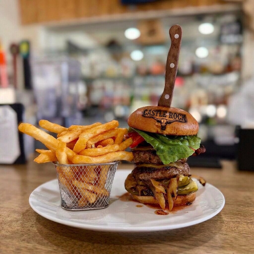 Build-your-own Castle Burger made with fresh ground sirloin