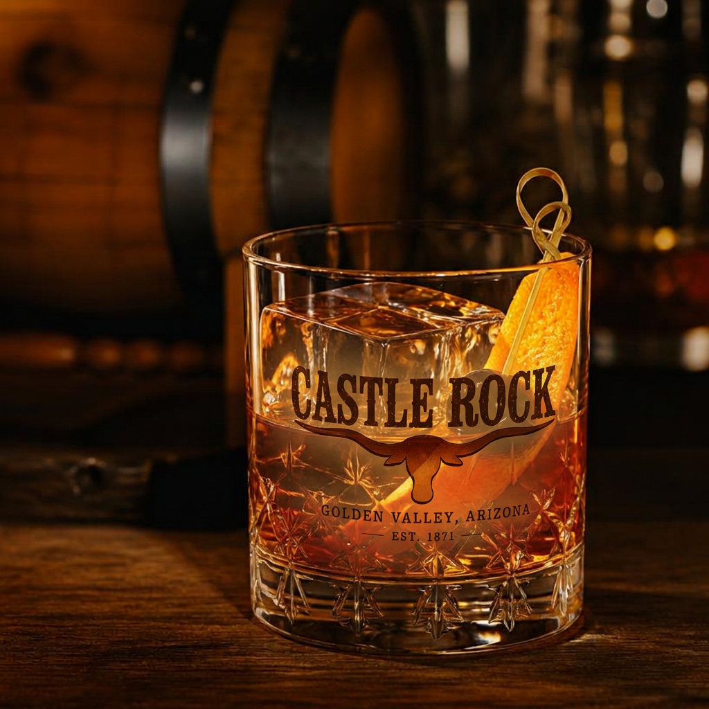 Cowboy Old Fashioned cocktail at Castle Rock — Built on Maker's Mark.