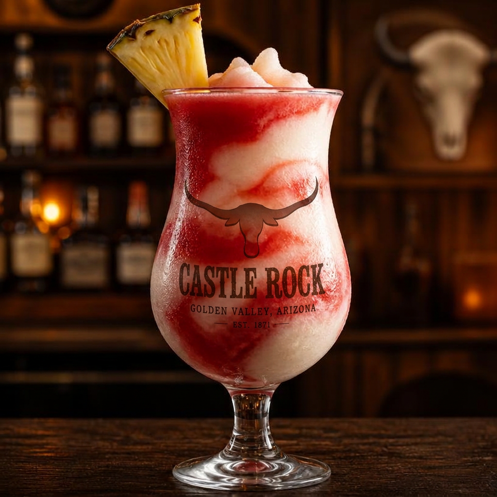 Lava Flow cocktail at Castle Rock — Blended strawberry piña colada.