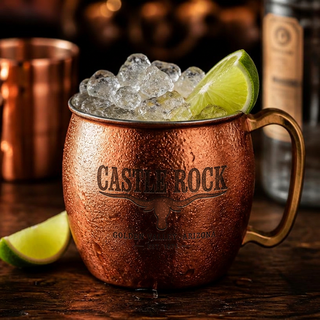 Longhorn Mule cocktail at Castle Rock — Tito's or Jameson, ginger beer, fresh lime.