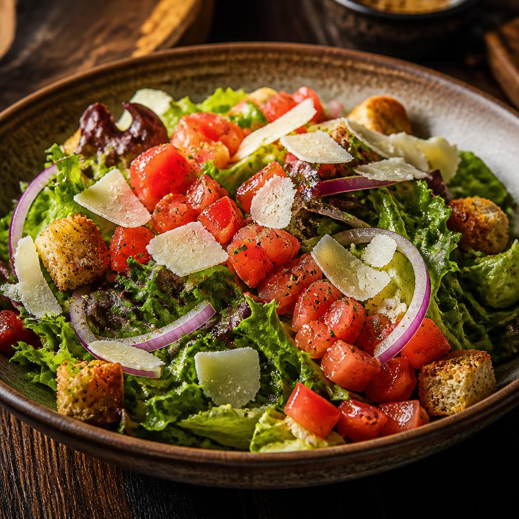 Canyon house salad with mixed greens, tomato, red onion and parmesan