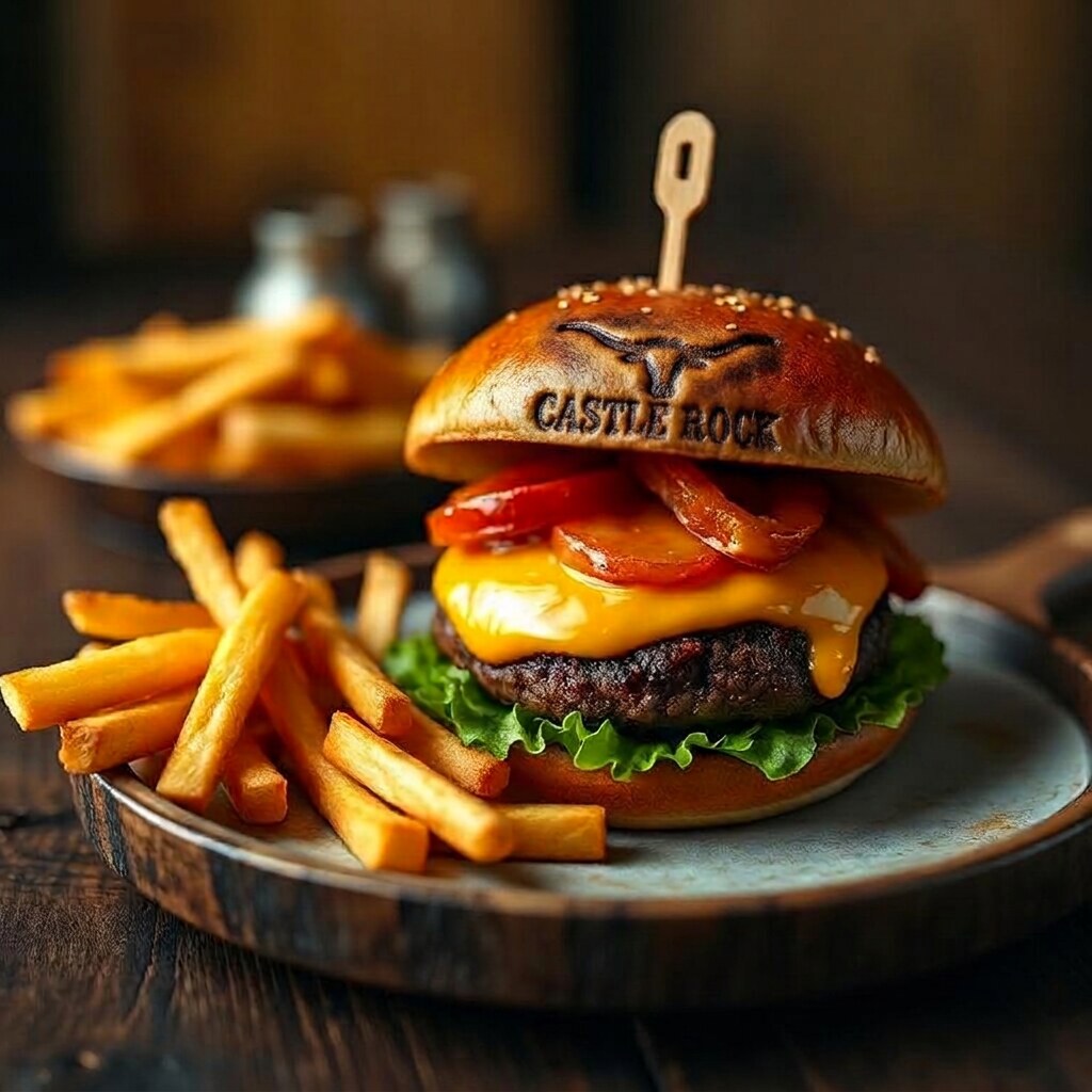 Kid-sized cheeseburger with fries